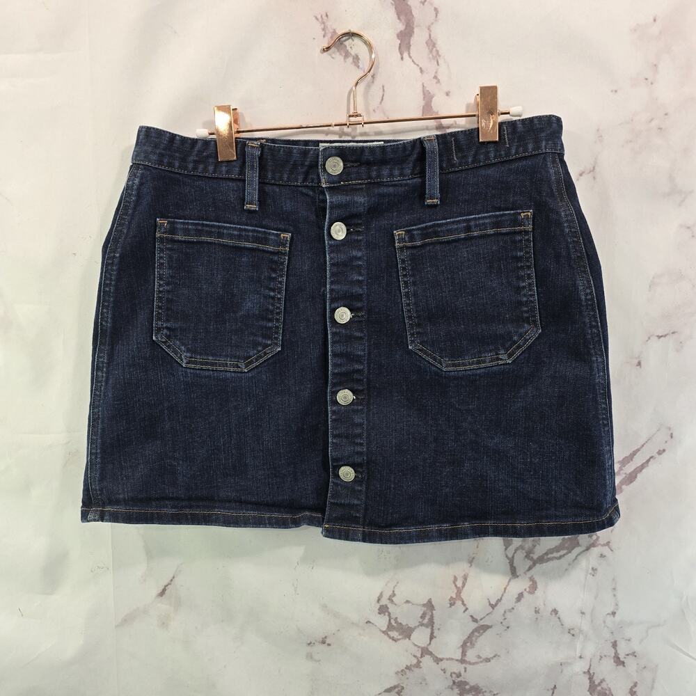 Denim Supply Ralph Lauren Skirt Women 30 Medium Mini Button Dark Wash Jean Short